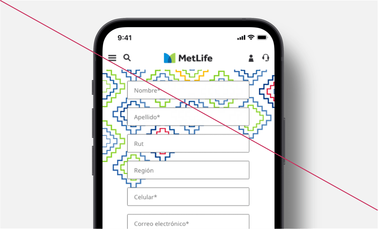 Phone screen showing a busy pattern behind text form fields.