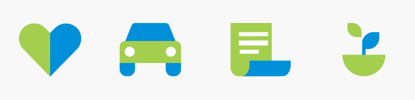 Four illustration icons in a row.