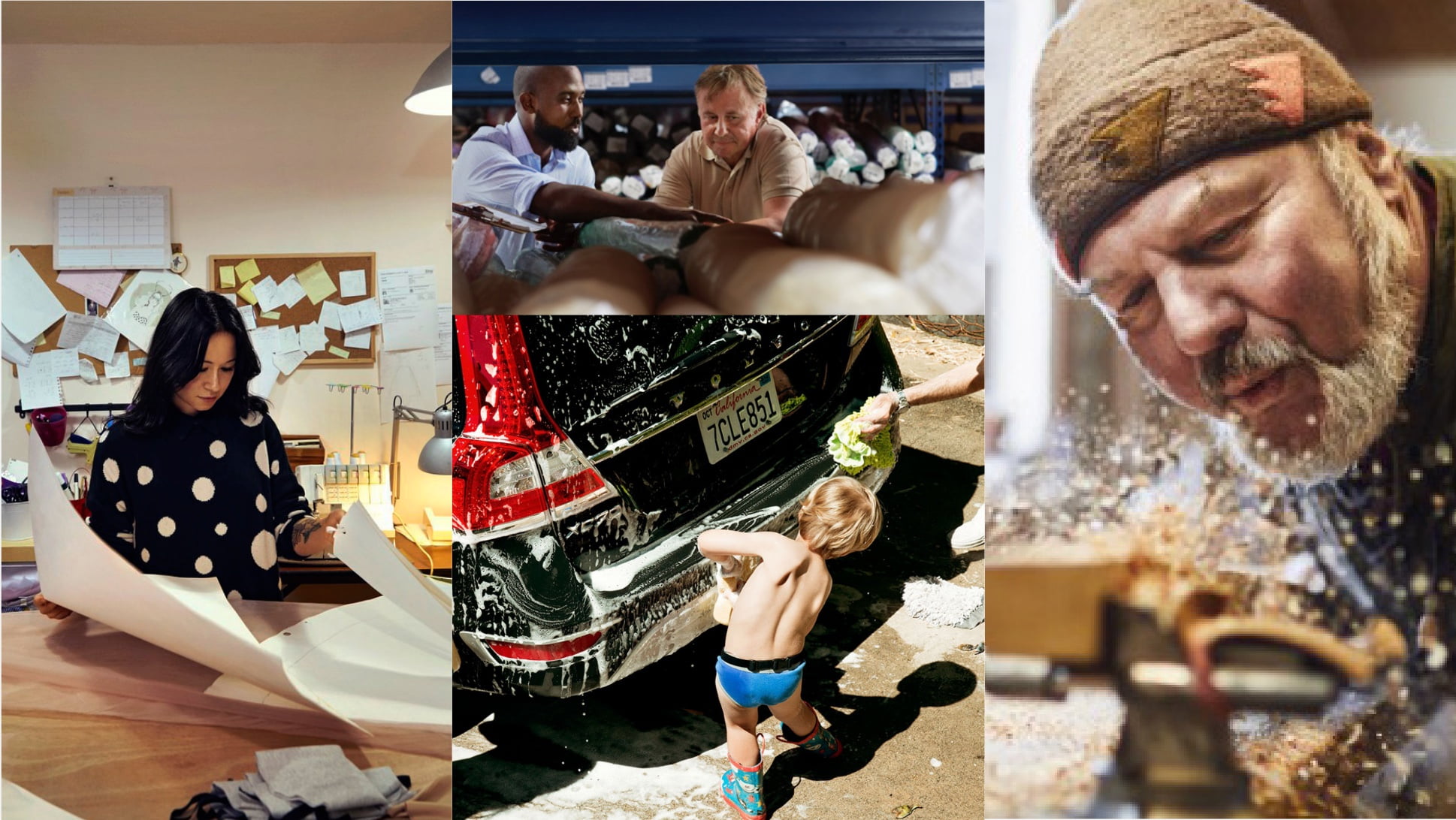 Collage of images featuring different people in various work settings.