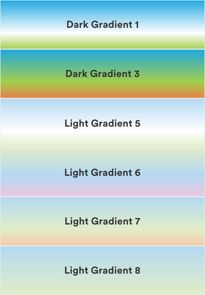 Text and gradient color combinations.