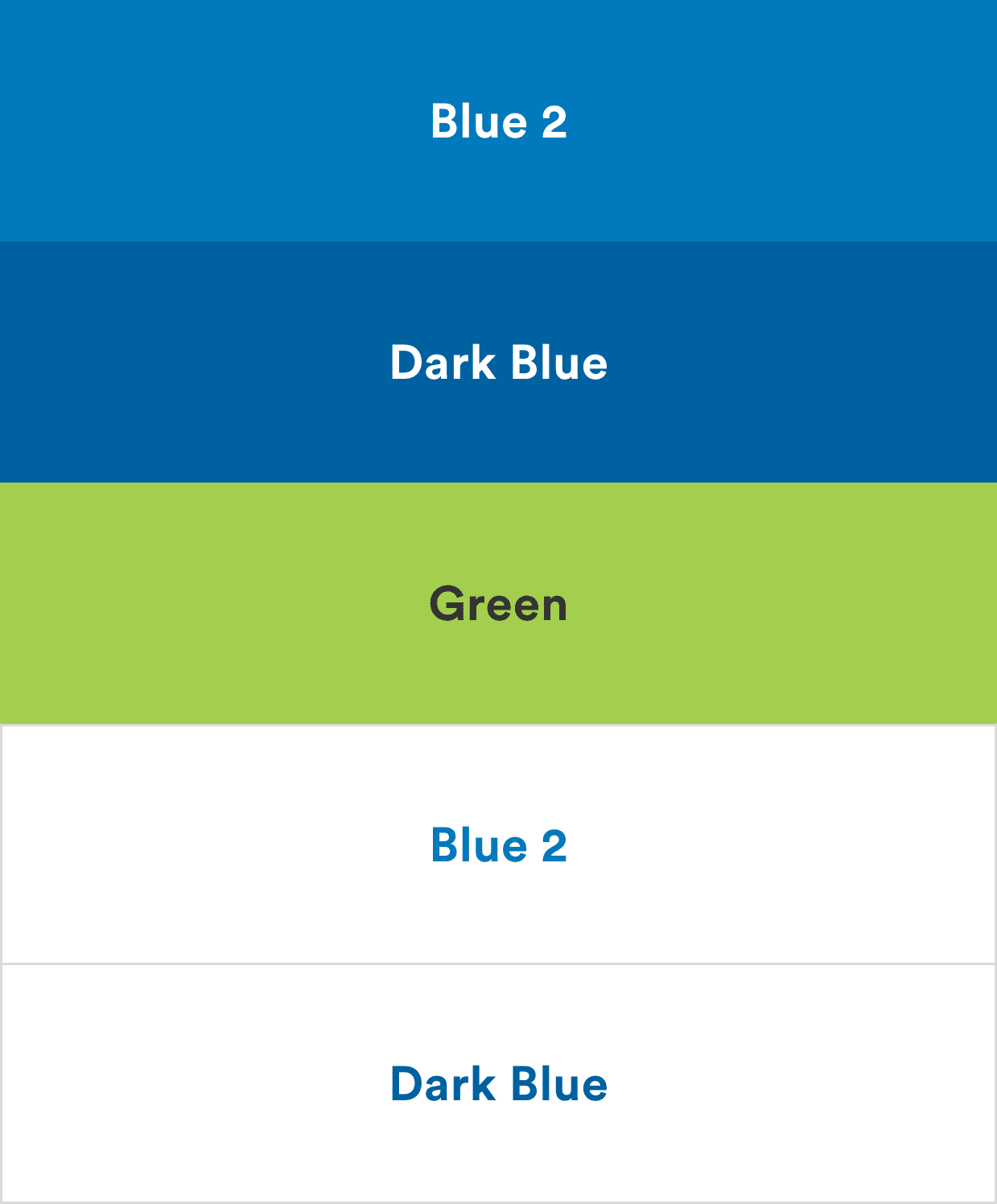 Text and background color combinations.