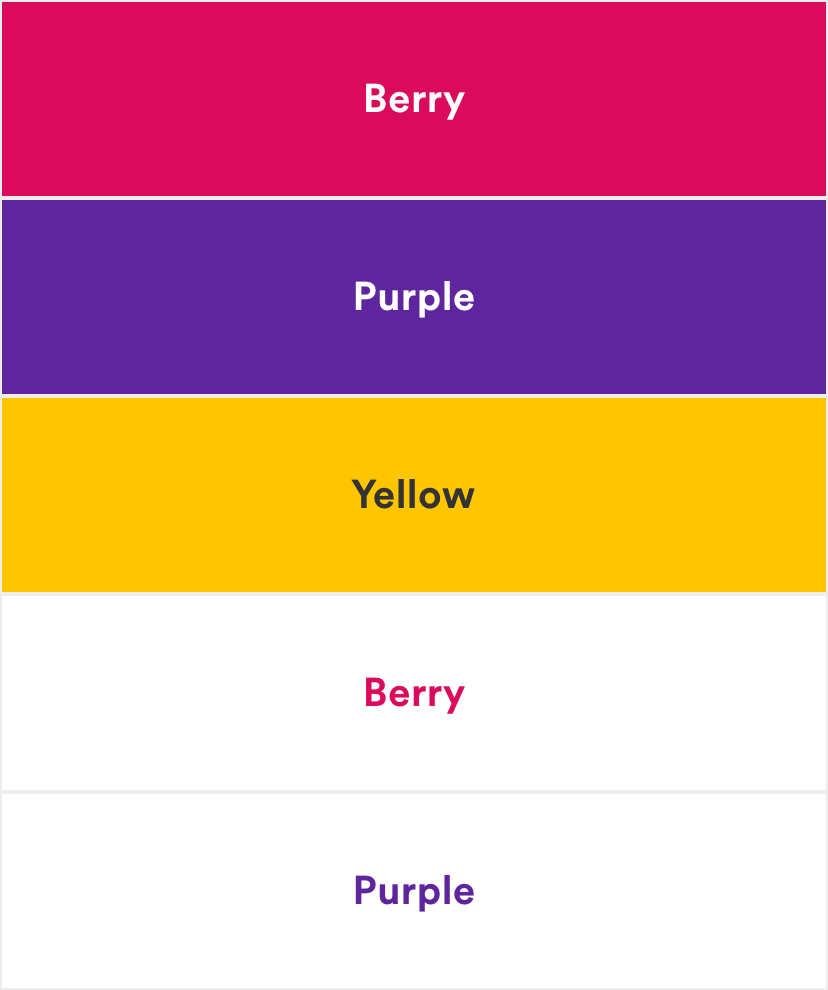 Text and background color combinations.