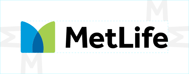 MetLife logo with spacing markers.