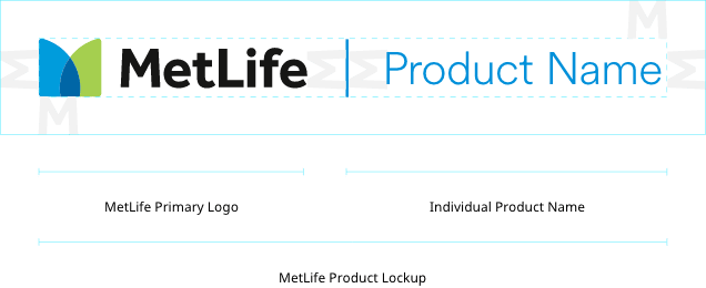 Diagram of how to display the MetLife logo locked up with another product.