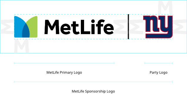 Diagram of how to display the MetLife logo locked up with another company’s logo..