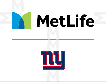 Diagram of how to display the MetLife logo locked up with another company’s logo.