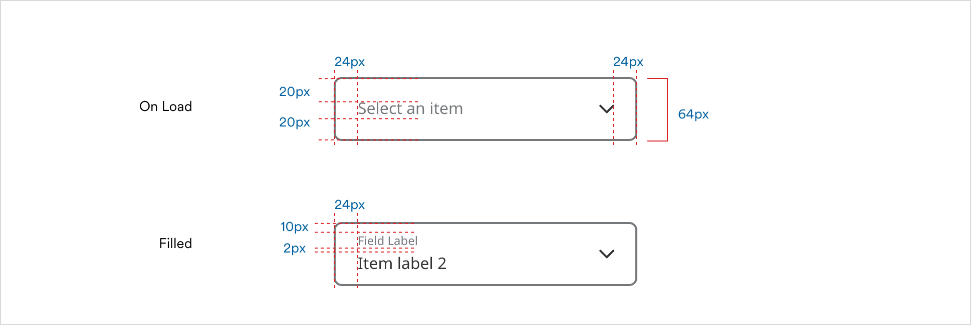 Dropdowns Outlined Specifications
