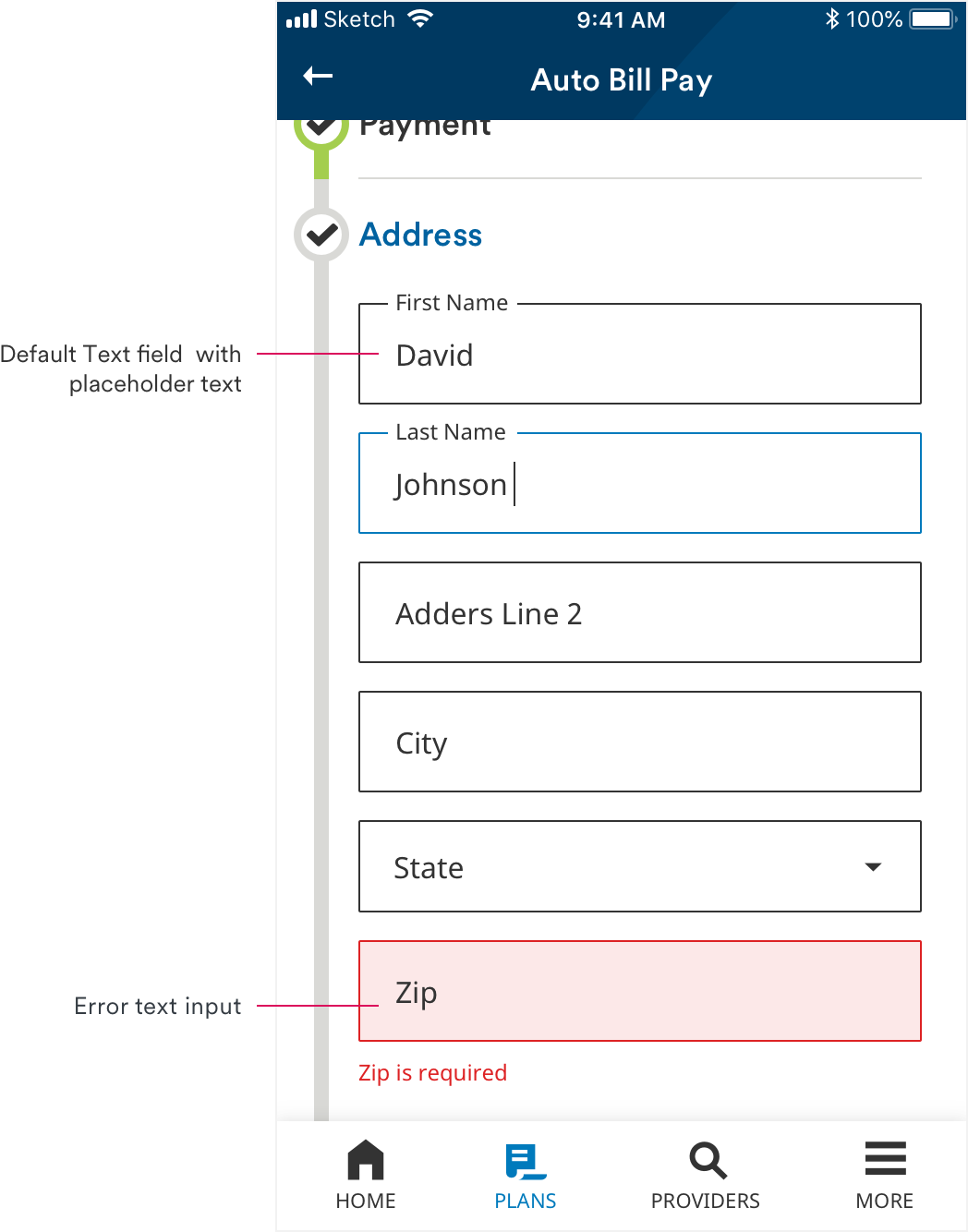 Form field usage notification card